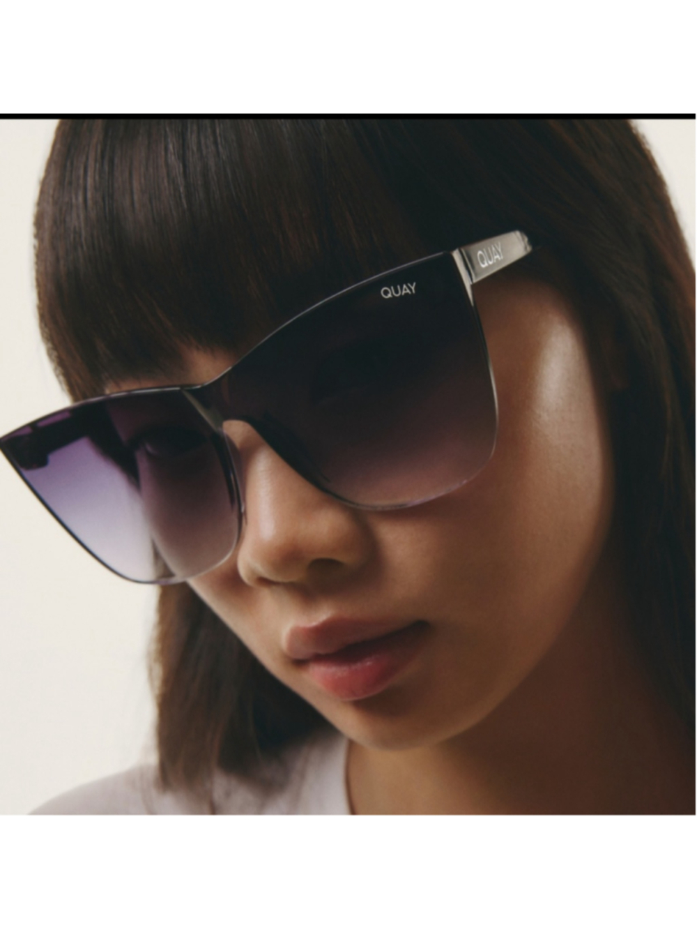 QUAY Come Thru Black Fade Oversized Cat Eye Sunglasses NEW